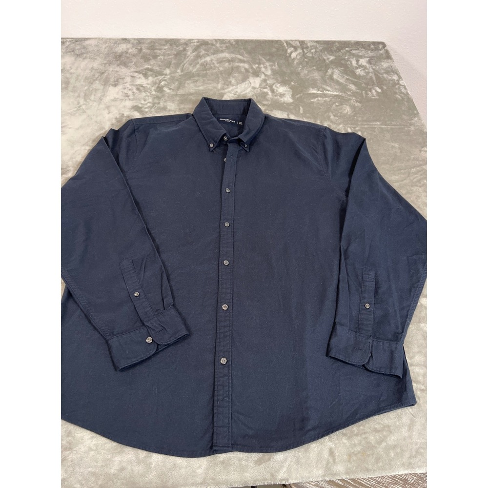 Abercrombie & Fitch Stretch Oxford Shirt Navy Blue XXL Men Button Down Long Slee